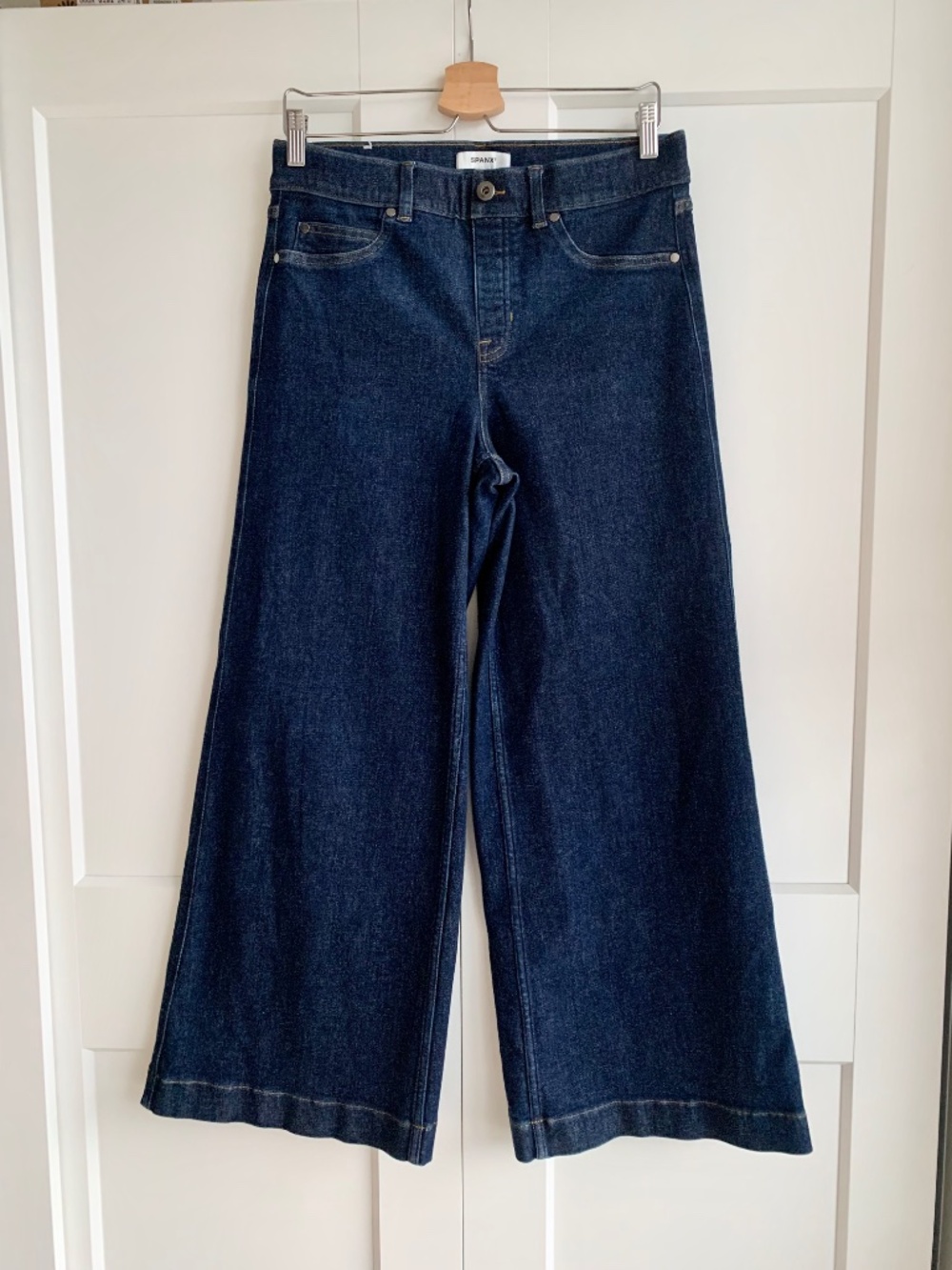 SPANX Pull On Jeans  Dark Indigo Wide-Leg Jeans  Women’s Size Large